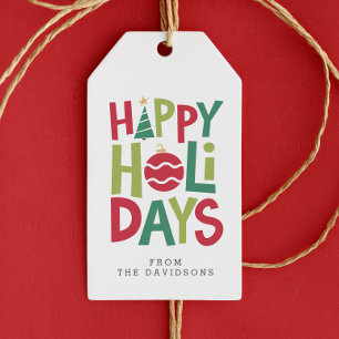 Étiquettes-cadeau Joyeuses fêtes Noël coloré amusant