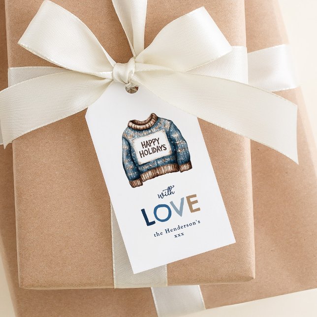 Étiquettes-cadeau Joyeuses Fêtes Pull Moche (Créateur téléchargé)