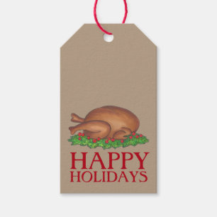 Étiquettes-cadeau Joyeuses fêtes Thanksgiving Noël Turquie