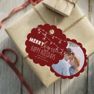 Étiquettes Cadeau Joyeuses vacances Couple marié nouveau photo de No