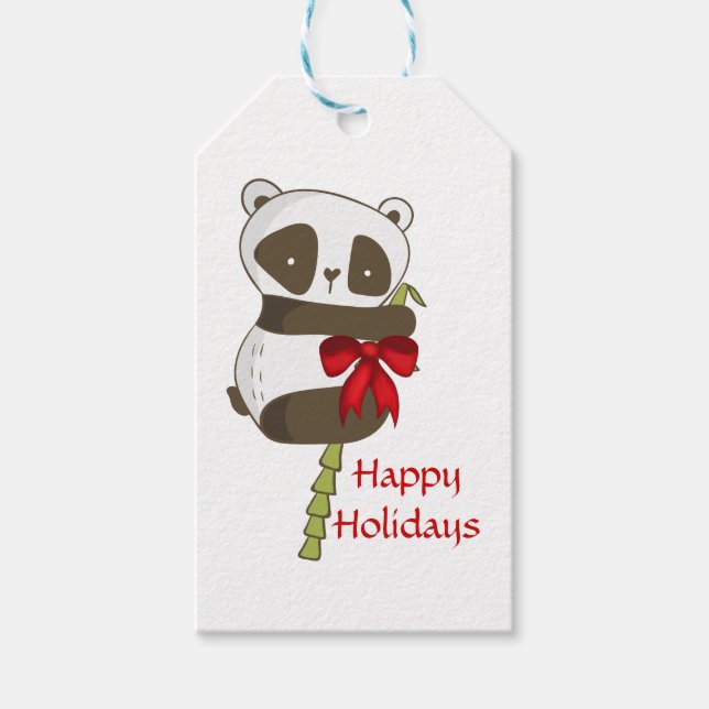 Étiquettes-cadeau Joyeuses vacances Panda (Devant)