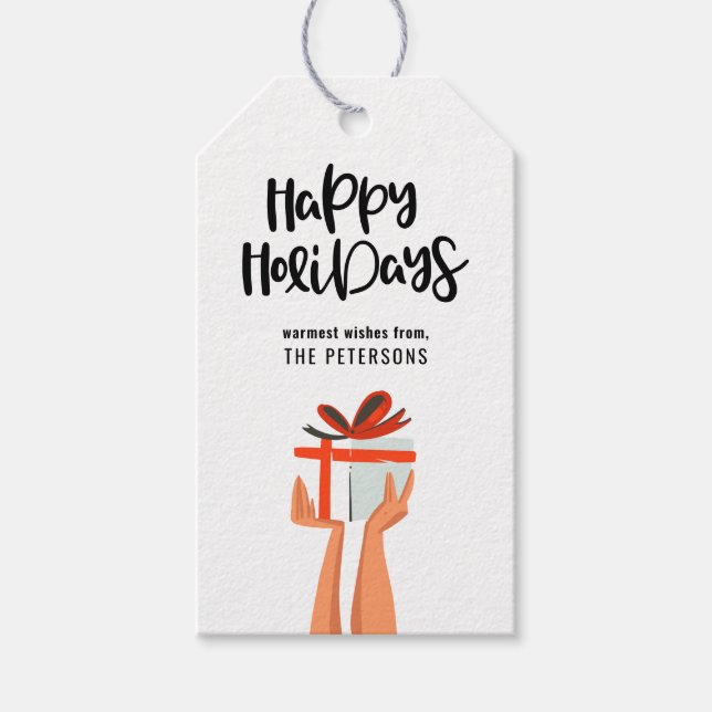 Étiquettes-cadeau Joyeuses Vacances Rétro Mi-Siècle Moderne (Devant)