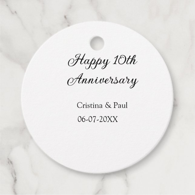 Étiquettes Cadeau Joyeux 10e anniversaire simple nom de mariage mini (Devant)