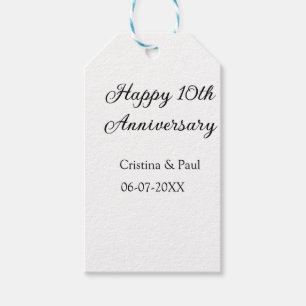 Étiquettes-cadeau Joyeux 10e anniversaire simple nom de mariage mini