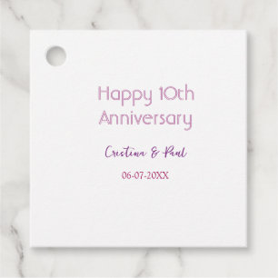 Étiquettes Cadeau Joyeux 10ème anniversaire de mariage simple nom mi