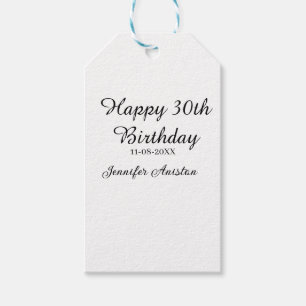 Étiquettes-cadeau Joyeux 30e anniversaire ajouter nom date élégant s