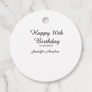 Étiquettes Cadeau Joyeux 30e anniversaire ajouter nom date élégant s