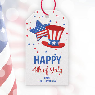 Étiquettes-cadeau Joyeux 4 juillet Red White & Blue Party Favoriser
