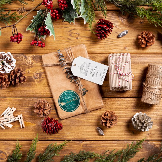 Étiquettes-cadeau Joyeux à Nom Fête Noël Sainte Famille Grey (Merry To Name Holiday Christmas Holy Family Gray Gift Tags)