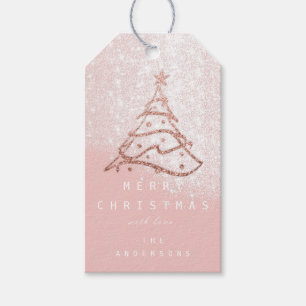 Étiquettes-cadeau Joyeux à Nom Noël Rose de neige Spark