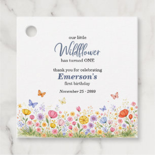 Étiquettes Cadeau Joyeux Anniversaire 1 an Fleur Sauvage Mignonne et