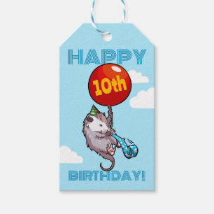 Étiquettes-cadeau Joyeux anniversaire ! Ajouter L'Âge Opossum & Ball