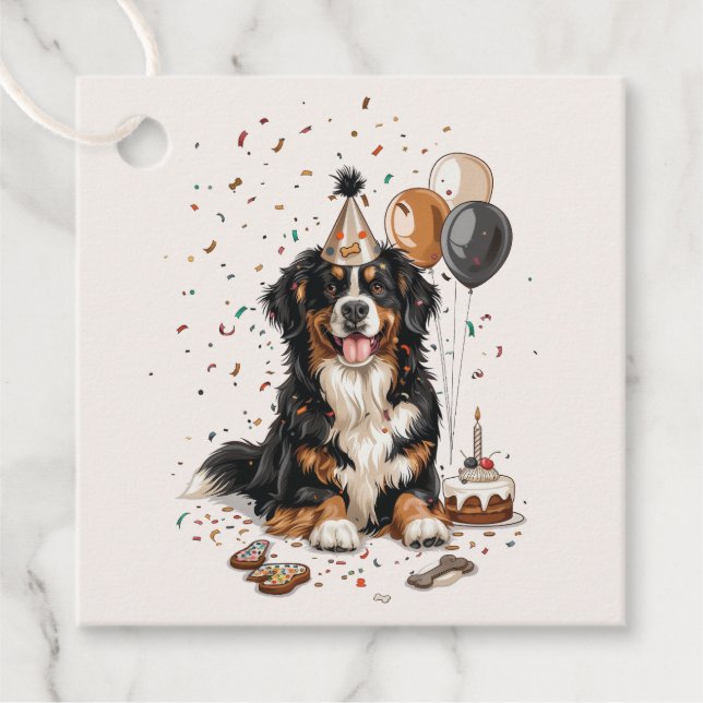 Étiquettes Cadeau Joyeux anniversaire Bernese Mountain Dog (Devant)