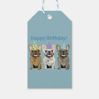 Étiquettes-cadeau Joyeux Anniversaire! Bouledogues Français