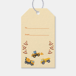 Étiquettes-cadeau Joyeux Anniversaire Camion de Construction Jaune C