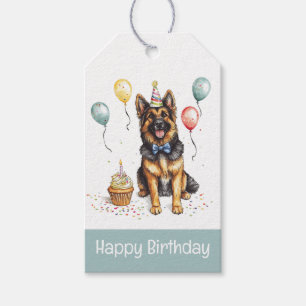 Étiquettes-cadeau Joyeux Anniversaire Chien Berger Allemand