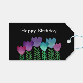 Étiquettes-cadeau Joyeux anniversaire coloré Floral