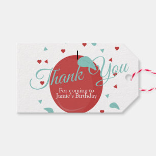 Étiquettes-cadeau Joyeux Anniversaire Confettis Rouge sarcelle Apple