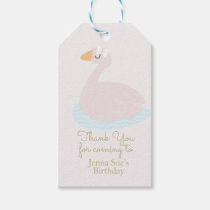 Étiquettes-cadeau Joyeux Anniversaire Fille Cygne Rose Mignon