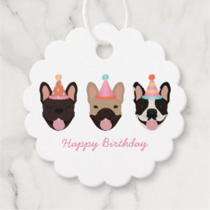 Étiquettes Cadeau Joyeux anniversaire français Bulldog Party Casquet