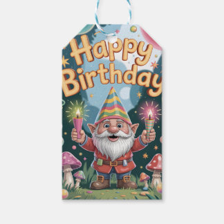 Étiquettes-cadeau Joyeux Anniversaire Gnome Message