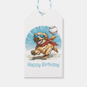 Étiquettes-cadeau Joyeux Anniversaire Golden Retriever Jouant Au Bas