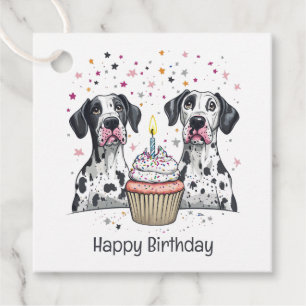 Étiquettes Cadeau Joyeux anniversaire Great Dane Dogs Cupcake