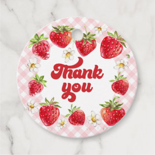 Étiquettes Cadeau Joyeux Anniversaire Merci Strawberry Berry Sucré