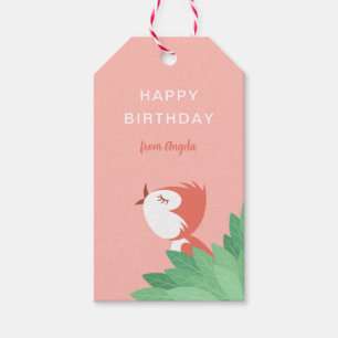 Étiquettes-cadeau Joyeux Anniversaire Mignonne Fillette Oiseau Migno
