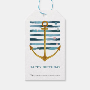 Étiquettes-cadeau Joyeux Anniversaire, Navires Ancre Côte