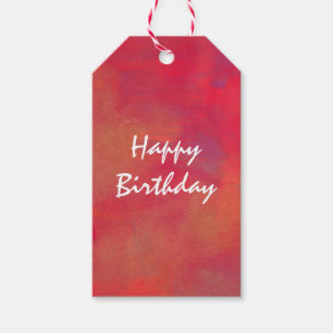 Étiquettes-cadeau Joyeux anniversaire Orange et Red Paint Abstrait