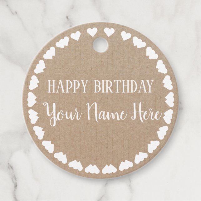 Étiquettes Cadeau Joyeux Anniversaire papier Kraft (Devant)