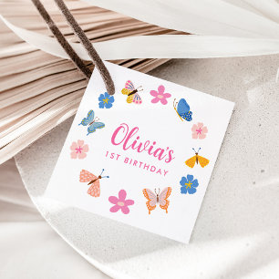 Étiquettes Cadeau Joyeux Anniversaire Papillons Colorés Fête