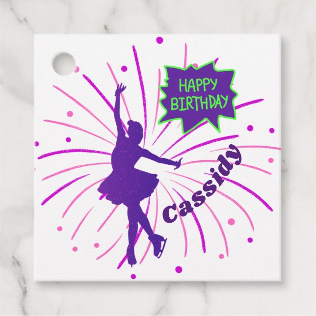 Étiquettes Cadeau Joyeux Anniversaire Patinage artistique personnali (Devant)