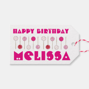 Étiquettes-cadeau Joyeux Anniversaire Pink Frosted Cake Pops Party F