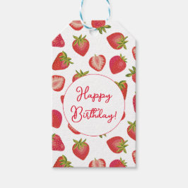 Étiquettes-cadeau Joyeux Anniversaire Rouge Fraise d'Été