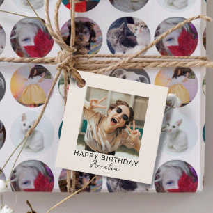 Étiquettes Cadeau Joyeux Anniversaire Simple Une Photo