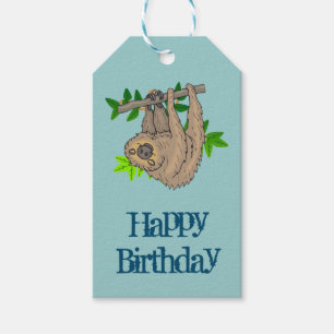 Étiquettes-cadeau Joyeux anniversaire Sloth