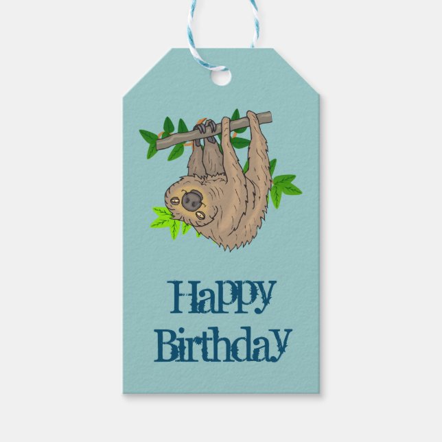 Étiquettes-cadeau Joyeux anniversaire Sloth (Devant)