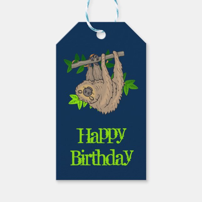 Étiquettes-cadeau Joyeux anniversaire Sloth (Devant)