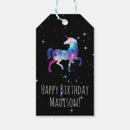 Étiquettes-cadeau Joyeux Anniversaire Unicorn Galaxy