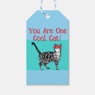 Étiquettes-cadeau Joyeux anniversaire Vous Cool Tabby Chat Mens Mari