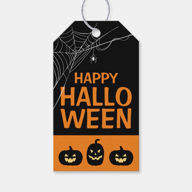Étiquettes-cadeau Joyeux Araignée d'Halloween (Devant)