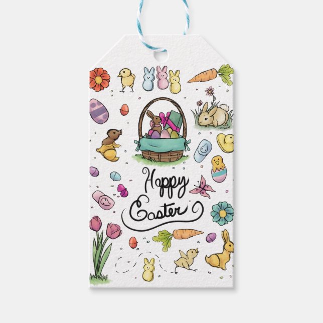 Étiquettes-cadeau Joyeux art de Pâques (Devant)