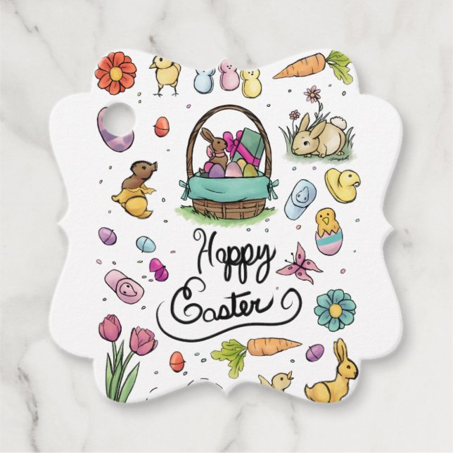 Étiquettes Cadeau Joyeux art de Pâques (Devant)