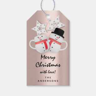 Étiquettes-cadeau Joyeux au bonhomme de neige de bonne année de