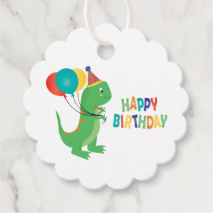 Étiquettes Cadeau Joyeux Ballons Dinosaures Anniversaire