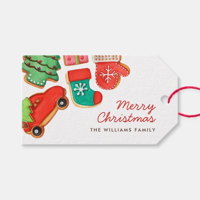 Étiquettes-cadeau Joyeux biscuits à sucre de Noël (Devant (Horizontal))