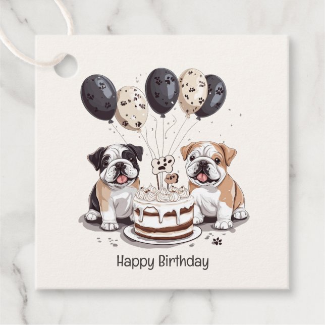 Étiquettes Cadeau Joyeux Bulldogs anglais (Devant)