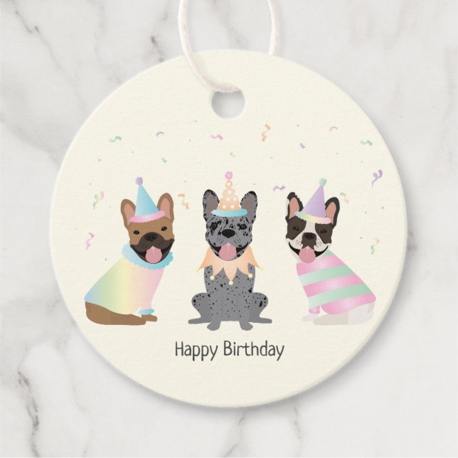 Étiquettes Cadeau Joyeux Bulldogs français (Devant)